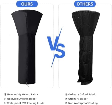 ANSTROUT 420D Patio Heater Cover, Waterproof with Zipper, Outdoor Propane Heater Cover for Any Season, Large Size: 89"H x 33"Dx19"B (Black) - Image 6