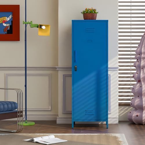 Metal Locker Storage Cabinets Kids Lockable Single File Storage Cabinet with Digital Lock Locker for School Gym Pantry Kitchen (Navy) - Image 2