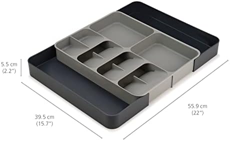 Joseph Joseph DrawerStore Expanding Flatware Cutlery, Utensil & Gadgets Organiser, Expandable in Drawer Space Saving Tray- Grey - Image 3