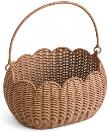 Large Wicker Picnic Basket, Handwoven Garden Harvest Basket for Gathering Vegetables Flowers Fruits, Woven Rattan Style Basket with Handles for Picnic Outdoor Storage Gardening Organization by Unknown
