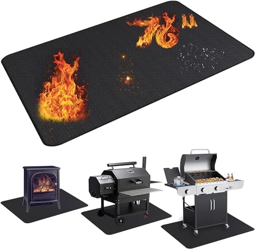 UBeesize Large 76x48 inches Under Grill Mat for Outdoor Grill,Double-Sided Fireproof Grill Pad for Fire Pit,Indoor Fireplace Mat Fire Pit Mat,Oil-Proof Waterproof BBQ Protector for Deck and Patio by UBeesize