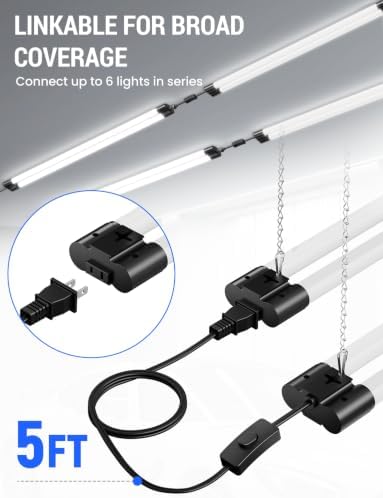 4FT LED Shop Lights, 45W 4500LM 6500K, Garage Light with Plug Hanging 4Pack - Image 4