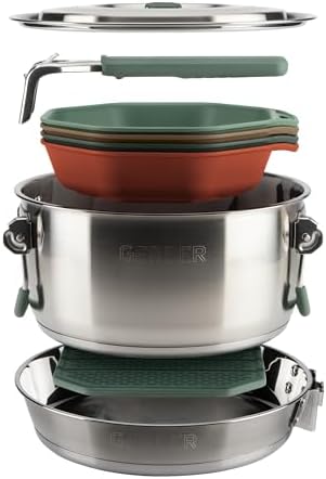 Gerber Gear ComplEAT Cook Set - Dishwasher-Safe Camping Cookware for Outdoor Cooking - Includes Saute Pan, Stock Pot, 4 Plates, 4 Bowls, Mixing Bowl & More - Image 2