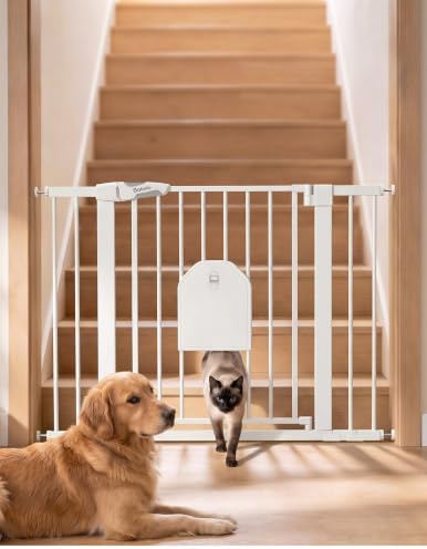 Babelio Auto Close Dog Gate with Cat Door, CatPrivilege I, 29-43" by BABELIO