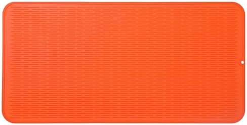 MicoYang Silicone Dish Drying Mat for Multiple Usage,Easy clean,Eco-friendly,Heat-resistant Silicone Mat for Kitchen Counter or Sink,Refrigerator or Drawer Liner Orange 5XL 36inches x 18inches by MicoYang