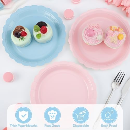 NatNarr 30 Pcs Pink and Blue Paper Plates, 9 Inch Gender Reveal Plates - Image 4