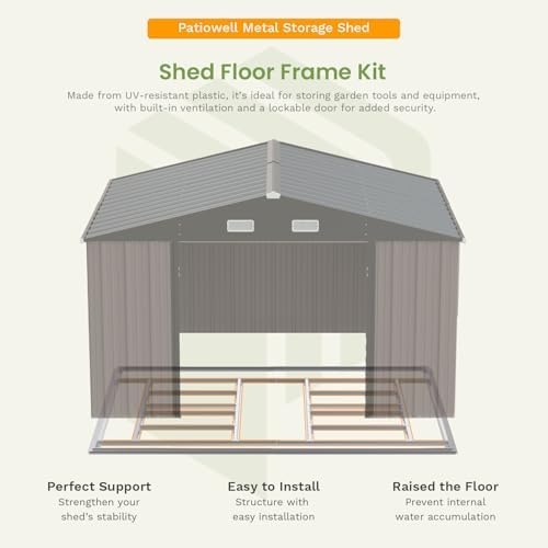 Patiowell 10 x 12 FT Metal Storage Shed for Outdoor with Floor Frame, Steel Yard Shed with Design of Lockable Doors, Utility and Tool Storage for Garden, Backyard, Patio, Outside use,Brown - Image 2