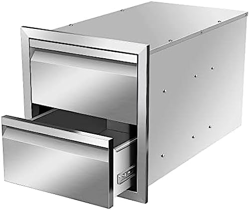 Outdoor Kitchen Drawers, Triple BBQ Drawers Stainless Steel Built-in Drawer For Outdoor Kitchen Island, Patio Grill Station,Double Drawers - Image 3