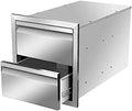 Flush Mount Stainless Steel Double Drawers with Recessed Handles for Outdoor Kitchens Or BBQ Island,-14W X 15H X 23D Inch by OLIPIC