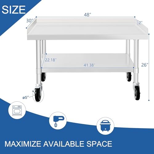 HARDURA Stainless Steel Equipment Stand with Casters 30"X48" - Image 2