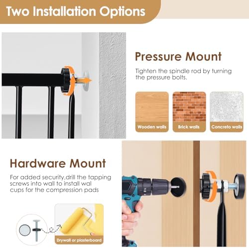 10''-15.8'' Height Adjustable Dog Gate, 18"-53" Wide Short Dog Gate - Image 6