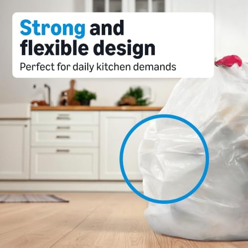 Amazon Basics Tall Kitchen Drawstring Trash Bags, Clean Scent, 13 Gallon, 45 Count, Packaging May Vary - Image 3