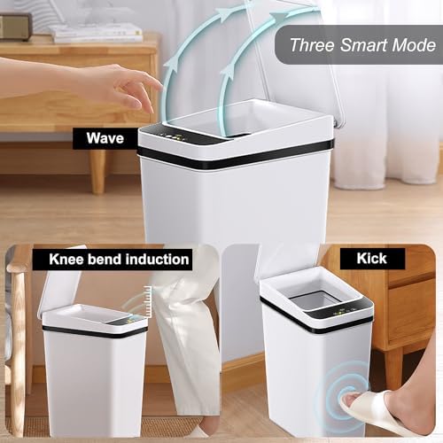 Trash Can Automatic Touchless - 4 Gallons Motion Sensor Bathroom Trash Can - Image 2