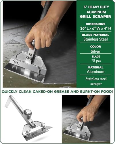 Grill Scraper Heavy Duty Griddle Scraper Set with Replacement Blades Flat Top Grill Accessories Griddle Cleaning Kit for Restaurants,Diners, Outdoor Grill Cleaning - Image 4