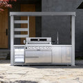 108-Inch 6-Burner 85000 BTU Propane Gas Grill Island with Shed, 304 Stainless Steel, 684 Sq.In Cooking Area, Wine Cooler, Rotisserie & Granite Countertops for Backyard BBQ, Sliver by Dvasovio