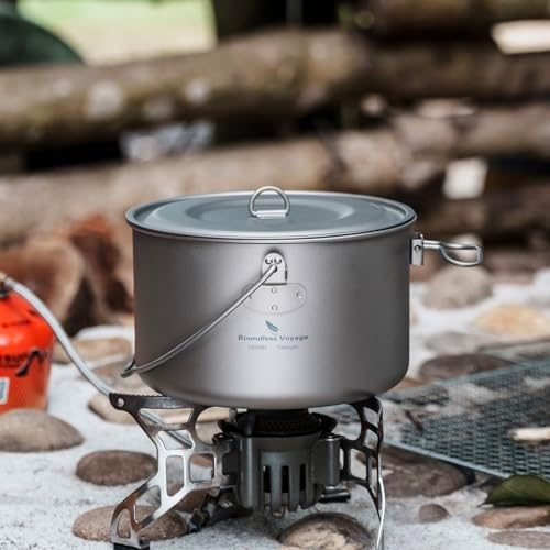 iBasingo 1950ml (65.9oz) Titanium Camping Bail Handle Pot Ti2044C - Image 6