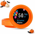WELLIFE Orange Plastic Plates 7 Inch 50 Count Halloween Plates by WELLIFE