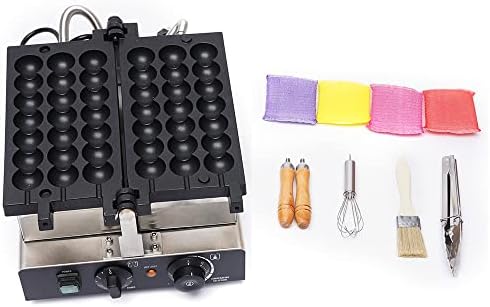3-Grid Commercial Waffle Maker, 1500W Electric Mini Egg-Shaped Waffle Machine, Stainless Steel Waffle Iron Baker with Non-Stick Coating, 122-572℉ Temperature Adjustable - Image 2