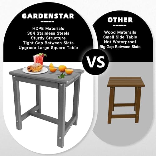 GARDENSTAR Adirondack Square Side Table,one-Tier Outdoor end Table, Patio Side Table for Pool,Porch,Backyard,Relaxing Companion (Grey) - Image 5