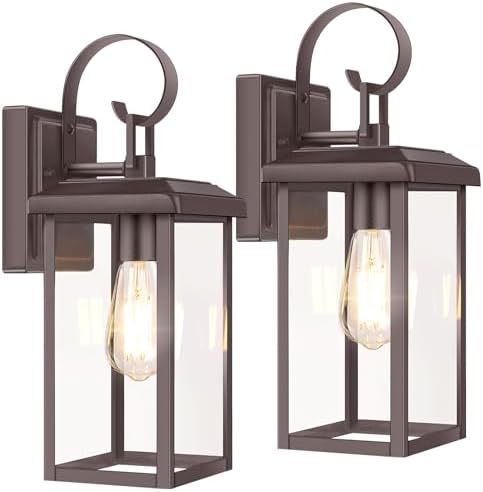BesLowe 2-Pack 15" Outdoor Wall Light Fixtures, Brown Modern Porch Sconces by BringYourBrightFuture