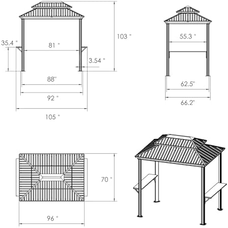 Kozyard 6' x 8' BBQ Hardtop Grill Gazebo, Outdoor Grill Shelter - Image 3