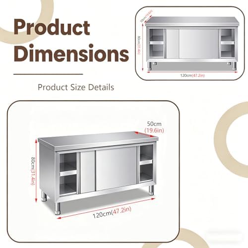 Stainless Steel 47×20×31 in Commercial Prep Work Table - Image 2