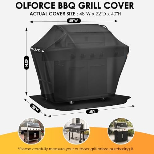 48 Inch Grill Cover＆Under Grill Mat,Waterproof, UV & Fade Proof for Outdoor - Image 3