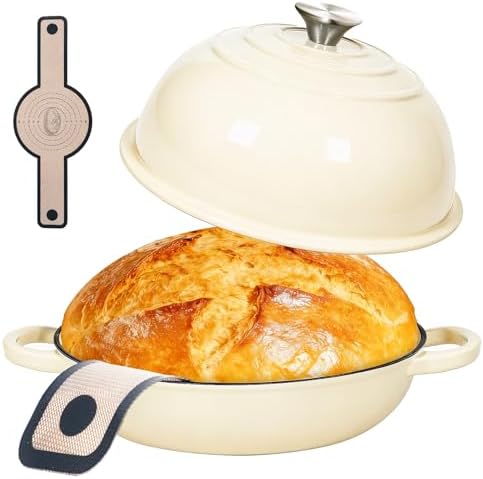 6QT Enameled Cast Iron Dutch Oven For Sourdough Bread Baking by ONKO