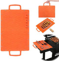 LIONROGE Large Silicone Grill Mat, Foldable Silicone Griddle Tools Spatula Mat with Drip Pad & Handle & Snap Buttons, Portable BBQ Side Shelf Mats Grill Pad for Blackstone Griddles Accessories,Orange by LIONROGE