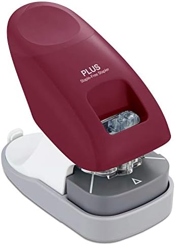 Plus Paper Clinch Desktop Staple-Free Stapler, Wine - Image 6