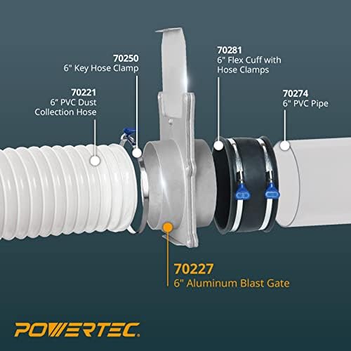 POWERTEC 70227-P2 6-Inch Aluminum Blast Gate for Dust Collector, Dust Collection Fittings, 2 PK - Image 5