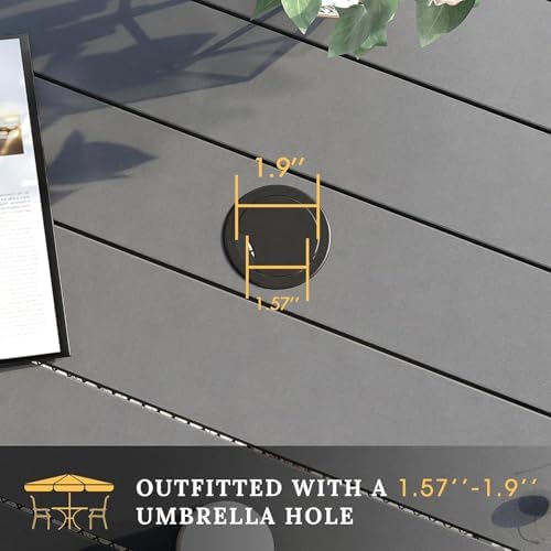 VICLLAX Patio Dining Set, 5 Pieces Outdoor Furniture Set- 37.8" Square Outdoor Table and 4 Stackable Patio Chairs, Grey Tabletop and Grey Fabric - Image 6