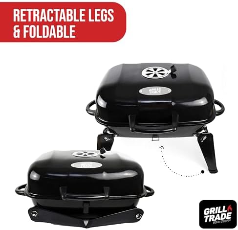 Grill Trade Portable Charcoal Grill - Mini BBQ Grill - Small Table Top Charcoal Grill for Camping, Outdoor Cooking - Foldable Camping Grill for Picnics, Tailgating and Backyard Grilling - Image 5