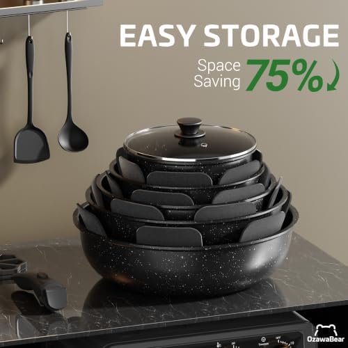 18 Pcs Pots and Pans Set Non Stick, Detachable Handle Cookware - Image 4