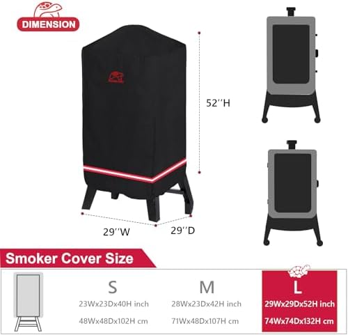 Turtle Life Smoker Cover for Pit Boss Copperhead 5-7 Series Vertical Pellet, Waterproof Heavy Duty Outdoor Smoker Grill Cover 29”W x 29”D x 52”H inch, Black - Image 2