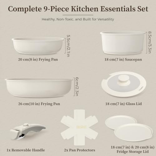 YASHE 9Pcs Granite Nonstick Pots and Pans Set, Oven Safe, Stackable - Image 2
