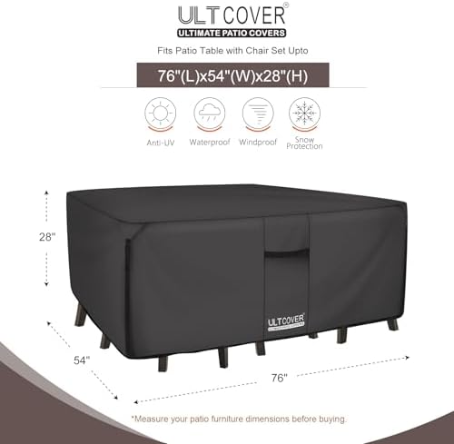 ULTCOVER Waterproof Patio Furniture Cover 76L x 54W in, Black - Image 2