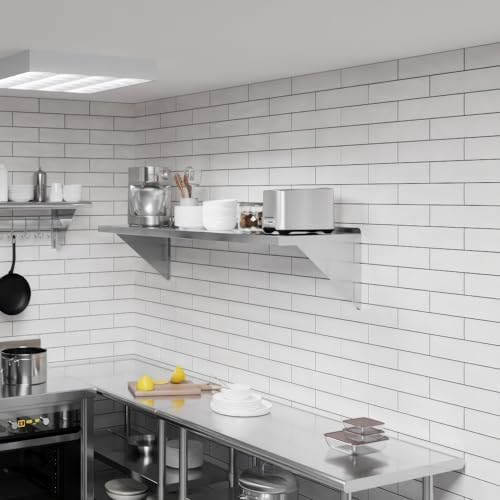 AmGood 48" Width x 18" Length | Stainless Steel Wall Shelf | Turned-Down Edge | Metal Shelving | Heavy Duty | Commercial Grade | Wall Mount | NSF Certified - Image 7