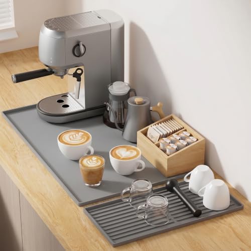 Golener Coffee Bar Mat Set, Silicone Coffee Mat with Raised Edges,31.5"x16" by Golener