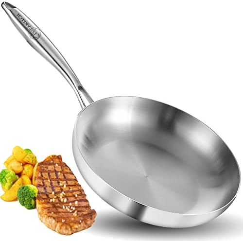 LOLYKITCH 9.5 Inch Small Stainless Steel Pan | Tri-Ply | PFOA & PTFE Free by LolyKitch