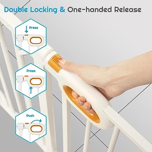 owlie 29 to 57 Inch Wide Baby Gate with Door for Stairs Doorways - Image 3