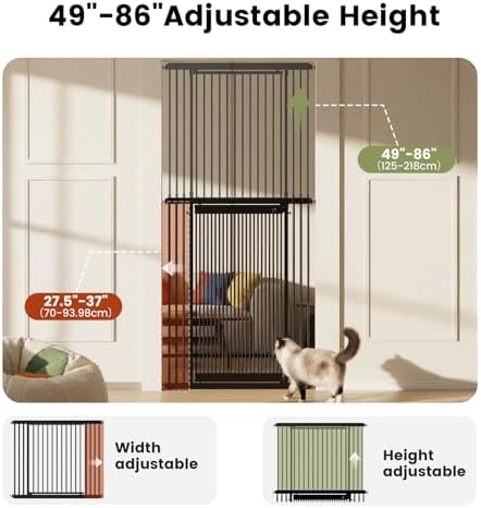 Extra Tall Cat Gate Adjustable 49"-86" Height & 27.5"-37" Width - Image 2