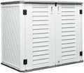 HOMSPARK Storage Shed Weather Resistance, Multi-Purpose Outdoor Storage Cabinet Waterproof, Outdoor Storage Cabinet for Bike, Garbage Cans, Lawnmower, Garden Accessories (off white, Standard-26 cu ft) by HOMSPARK