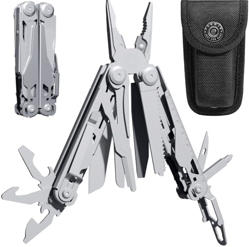 PERWIN Multitool Stainless Steel Multi-Tool Pliers 22-in-1 with Safety Locking, Pocket Knife, Bottle Opener, EDC Equipment With Pocket Clip for Survival, Camping, Hunting and Hiking. by PERWIN