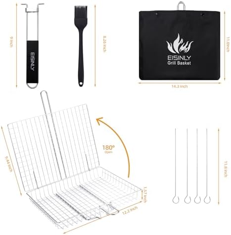 Eisinly BBQ Grilling Basket for Outdoor Grill with Removable Handle - Image 3