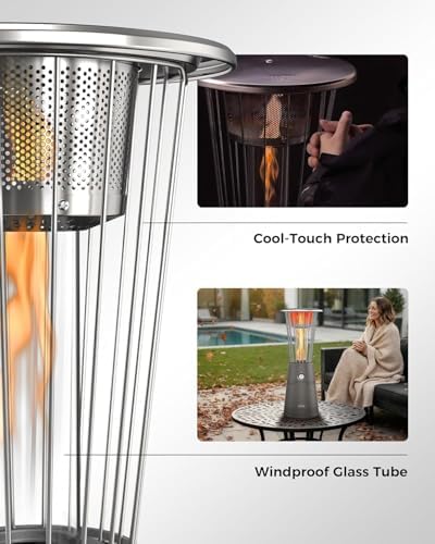 Tabletop Heater Patio Heater, 11,000 BTU Propane Patio Heater for Commercial, Balcony & Porch, Quartz Glass Tube, Portable Small Heater For Outdoor Use - Grey - Image 7