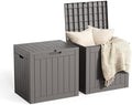 35 Gallon Outdoor Storage Box, Large Resin Deck Box for Patio Cushions, Garden Tools, Pool Accessories, Waterproof and Lockable Design, Storage Bench for Backyard & Deck(Gray) by ASKPASS