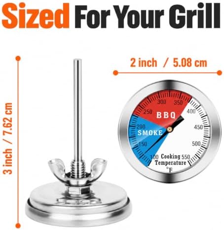 BBQ Thermometer Gauge - Charcoal Grill Pit Smoker Temp Gauge Grill Thermometer with Fahrenheit and Heat Indicator (2 Pack) - Image 3