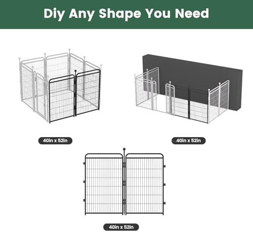 Gardner Pet Dog Playpens, 40" H 2 Add-on Panels for Small/Medium/Large Dogs, Foldable Pet Play Yard Gate Extensions, Pet Playpen, Anti-Rust, Quick Install, Black - Image 3