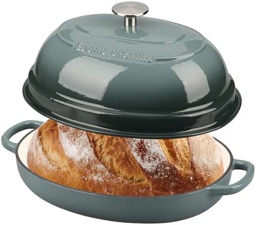 EDGING CASTING Enameled Oval Cast Iron Dutch Oven Pot with Lid, Bread Dutch Oven for Sourdough Bread Baking, Dutch Oven Bread, Bread Oven, 6QT, Slateblue - Image 3